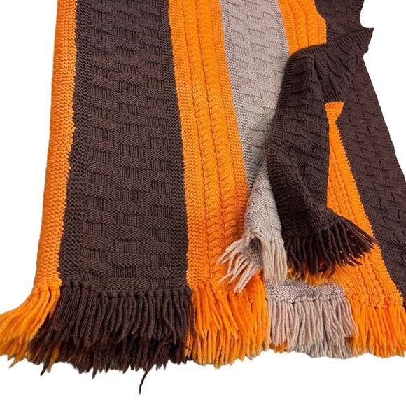 Decorative Warm Winter Fringe Edge Wool Textured Stripe Knit Throw Blanket - Picture 6 of 13